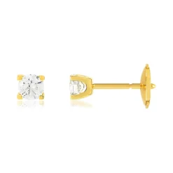 Boucles d'oreilles or 750 jaune diamant HP1 0,5 carat