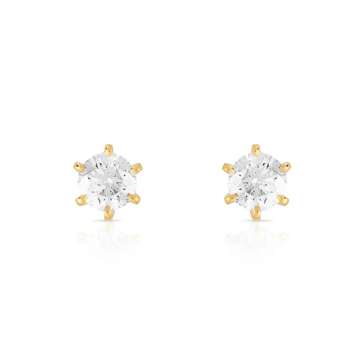 Boucles d'oreilles or 750 jaune diamants synthétiques 0.80 carat