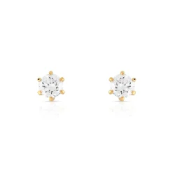 Boucles d'oreilles or 750 jaune diamants synthétiques 0.60 carat