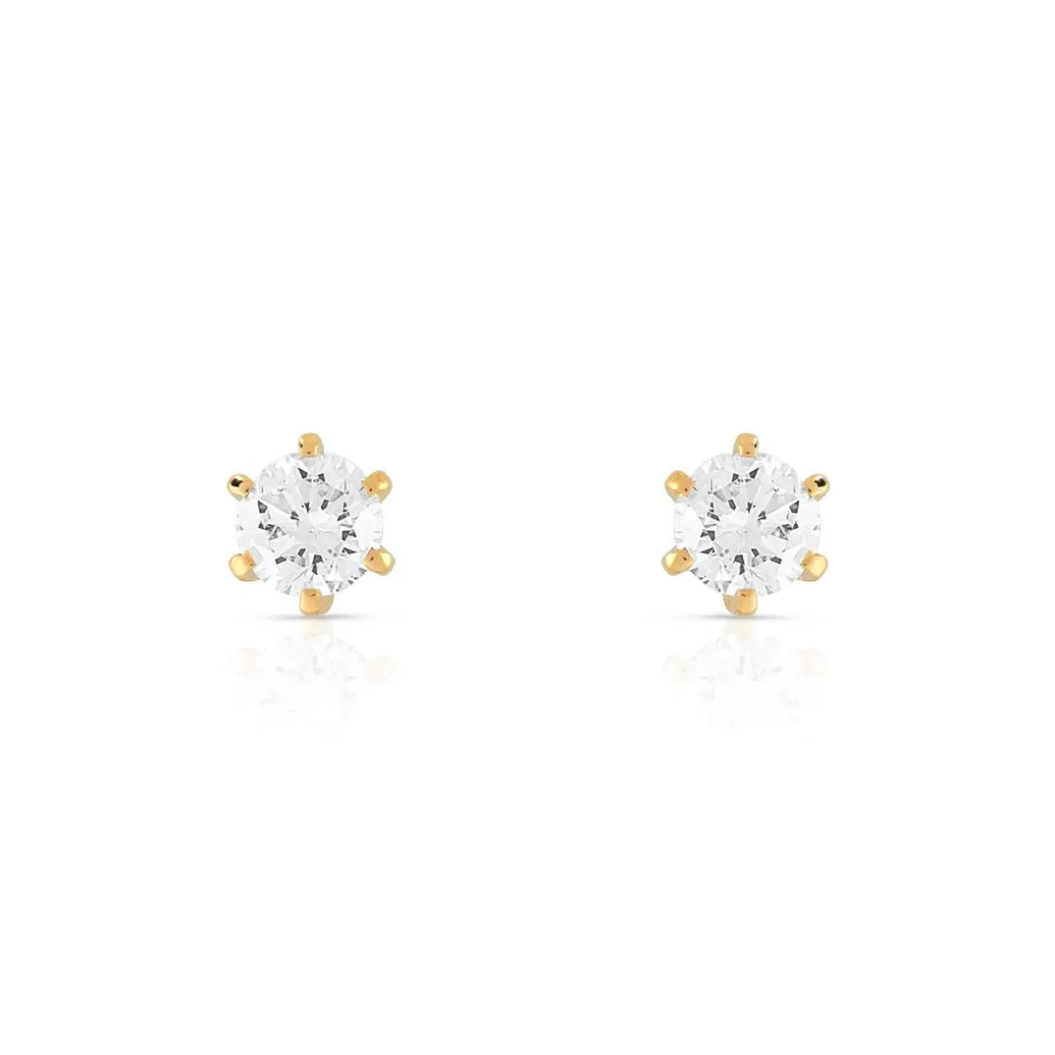 Boucles d'oreilles or 750 jaune diamants synthétiques 0.60 carat