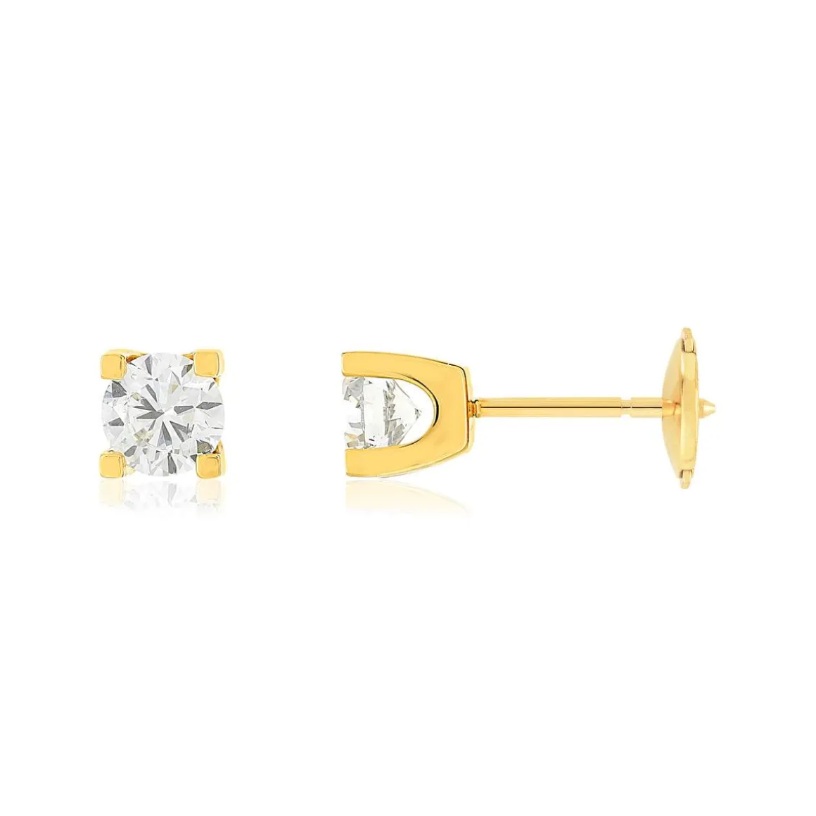 Boucles d'oreilles or jaune 750 diamants synthétiques 1 carat