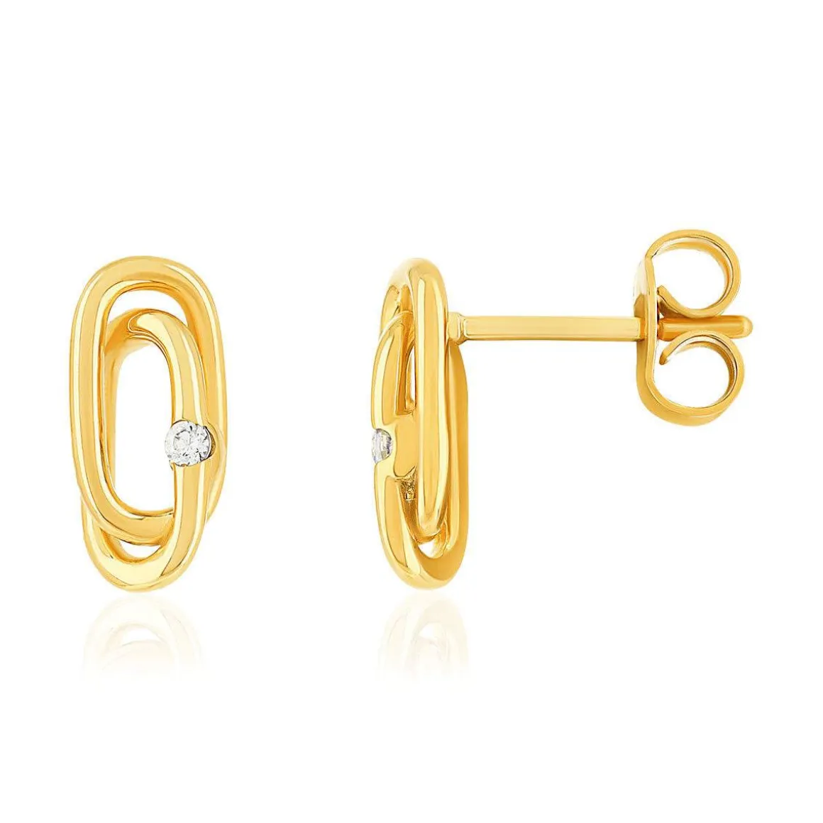 Boucles d'oreilles or 375 jaune diamants