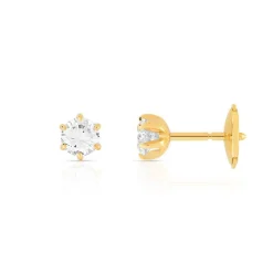 Boucles d'oreilles or 750 jaune diamant
