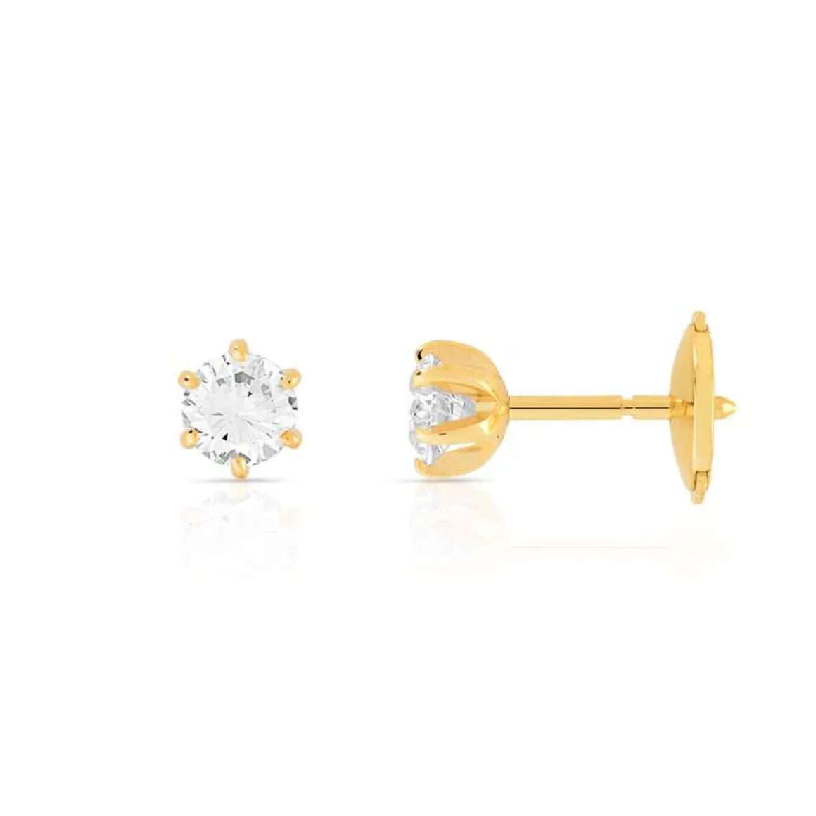 Boucles d'oreilles or 750 jaune diamant