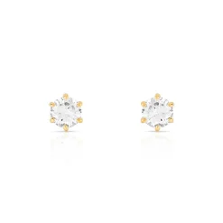 Boucles d'oreilles or 750 jaune diamant