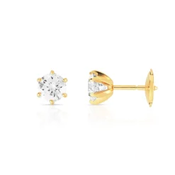 Boucles d'oreilles or 750 jaune diamants synthétiques 1 carat