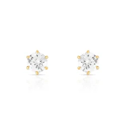 Boucles d'oreilles or 750 jaune diamants synthétiques 1 carat