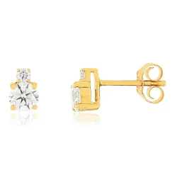 Boucles d'oreilles or jaune 750 diamants syntétiques