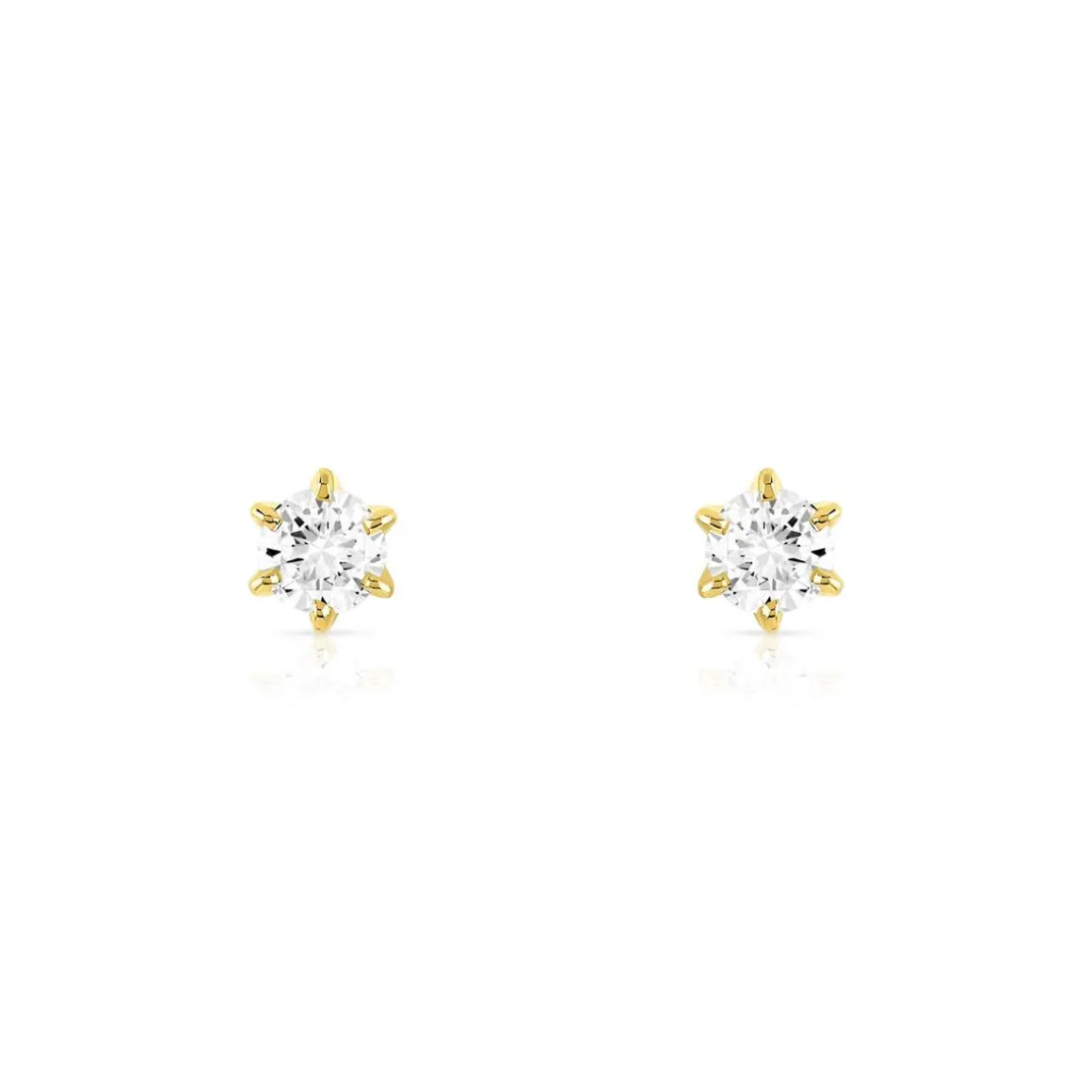 Boucles d'oreilles or 750 jaune diamant synthétique 0.30 carat