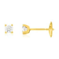 Boucles d'oreilles or 750 jaune diamant HP1 0,4 carat
