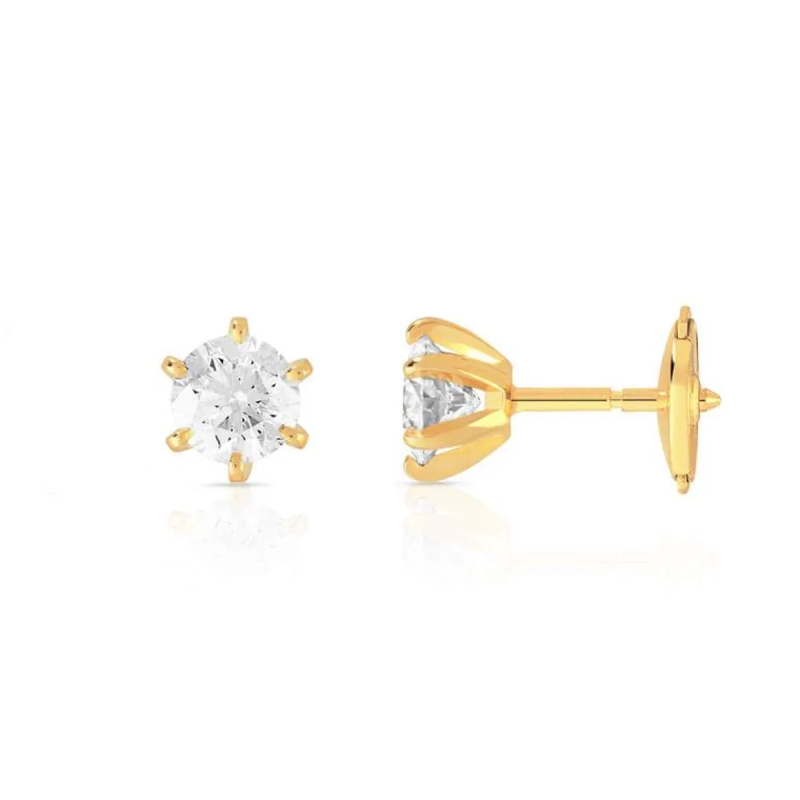 Boucles d'oreilles or 750 jaune diamant