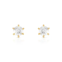 Boucles d'oreilles or 750 jaune diamant