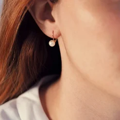 Boucles d'oreilles or jaune 375 dormeuses perles de culture de Chine