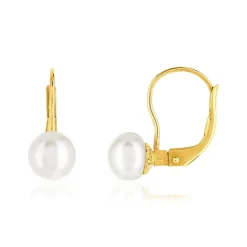 Boucles d'oreilles or jaune 375 dormeuses perles de culture de Chine
