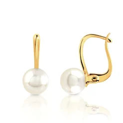 Boucles d'oreilles or 750 jaune dormeuses perles de culture du Japon