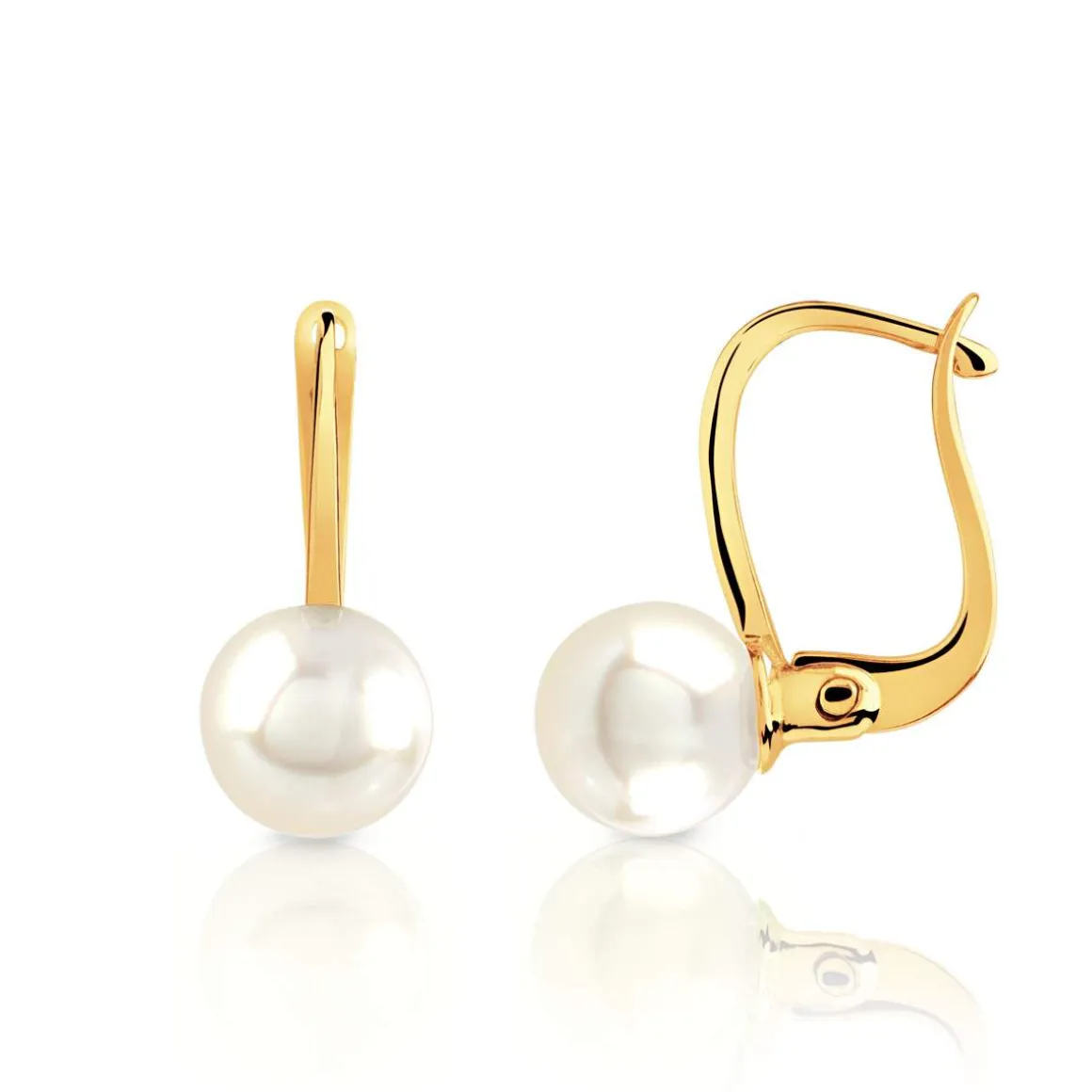 Boucles d'oreilles or 750 jaune dormeuses perles de culture du Japon