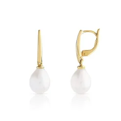 Boucles d'oreilles or 375 jaune dormeuses perles de culture de Chine