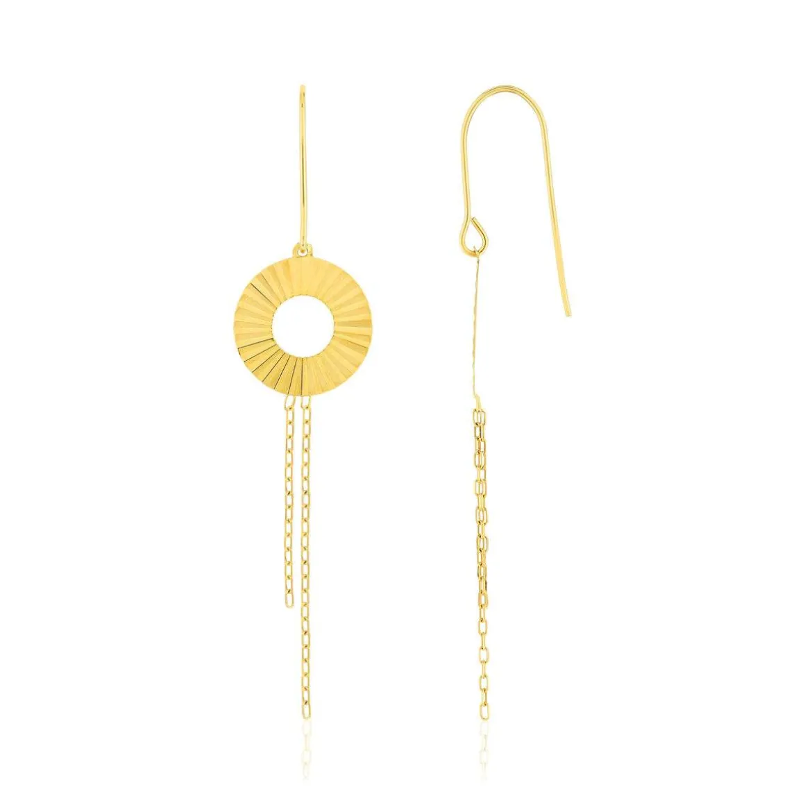 Boucles d'oreilles or jaune 375 effet ciselé