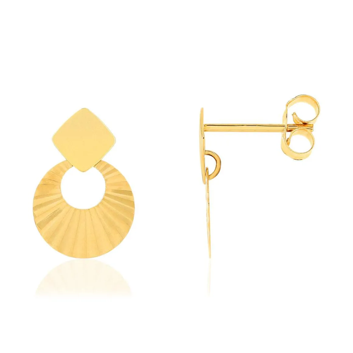 Boucles d'oreilles or jaune 750 effet ciselé