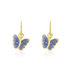 Boucles d'oreilles or 375 jaune et laque brisures papillons