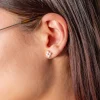 Boucles d'oreilles or 375 jaune fleur perles de culture