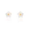 Boucles d'oreilles or 375 jaune fleurs en nacre