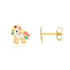 Boucles d'oreilles or jaune 375 laque licornes
