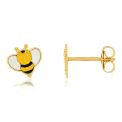 Boucles d'oreilles or 375 jaune laque abeilles