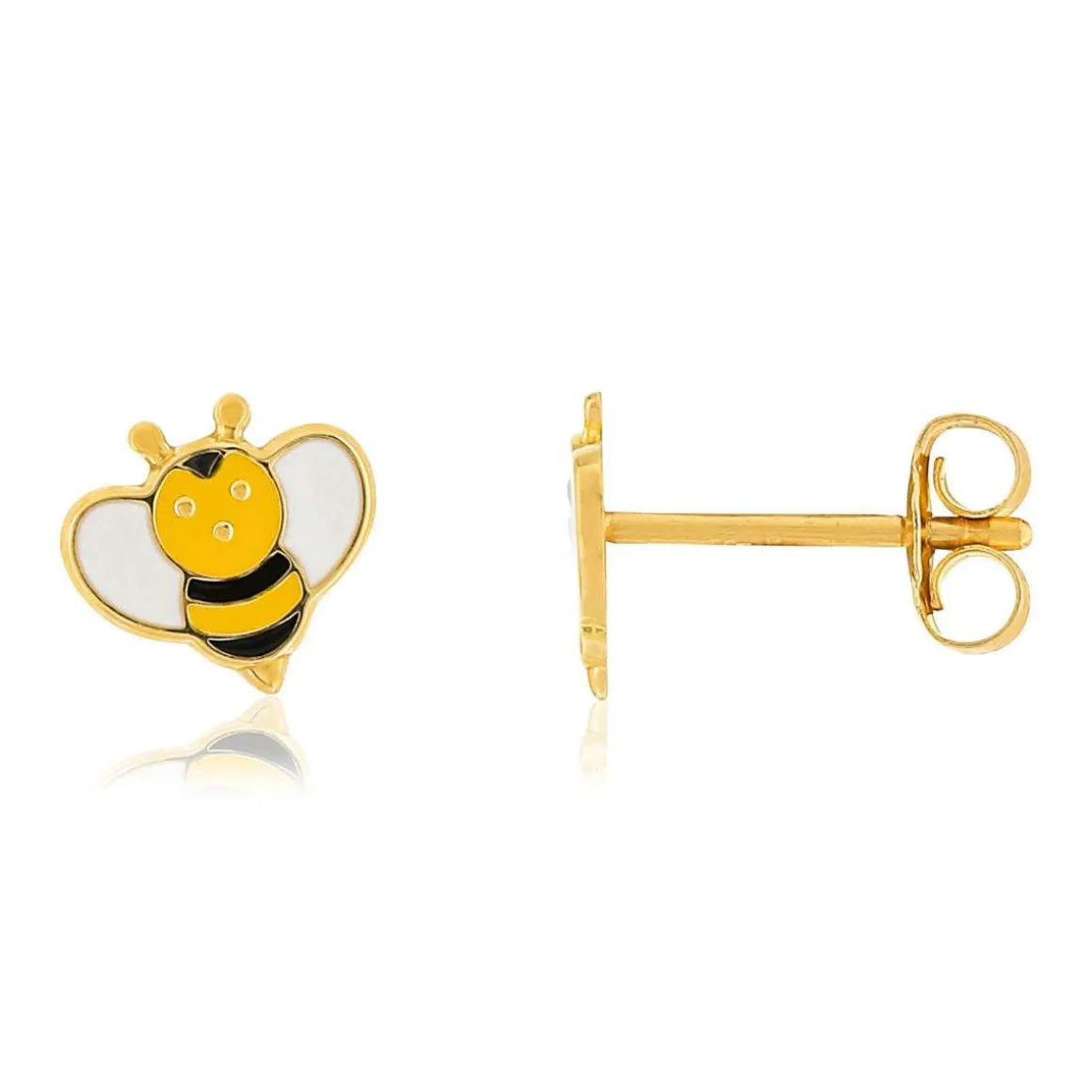 Boucles d'oreilles or 375 jaune laque abeilles