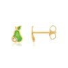 Boucles d'oreilles or jaune 375 laque zirconias poire