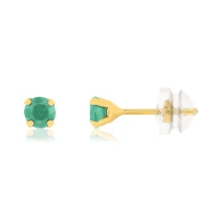 Boucles d'oreilles or jaune 375 émeraudes