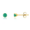 Boucles d'oreilles or 750 jaune émeraudes