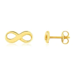 Boucles d'oreilles or 375 jaune, motif infini