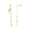 Boucles d'oreilles or jaune 750 motif feuille