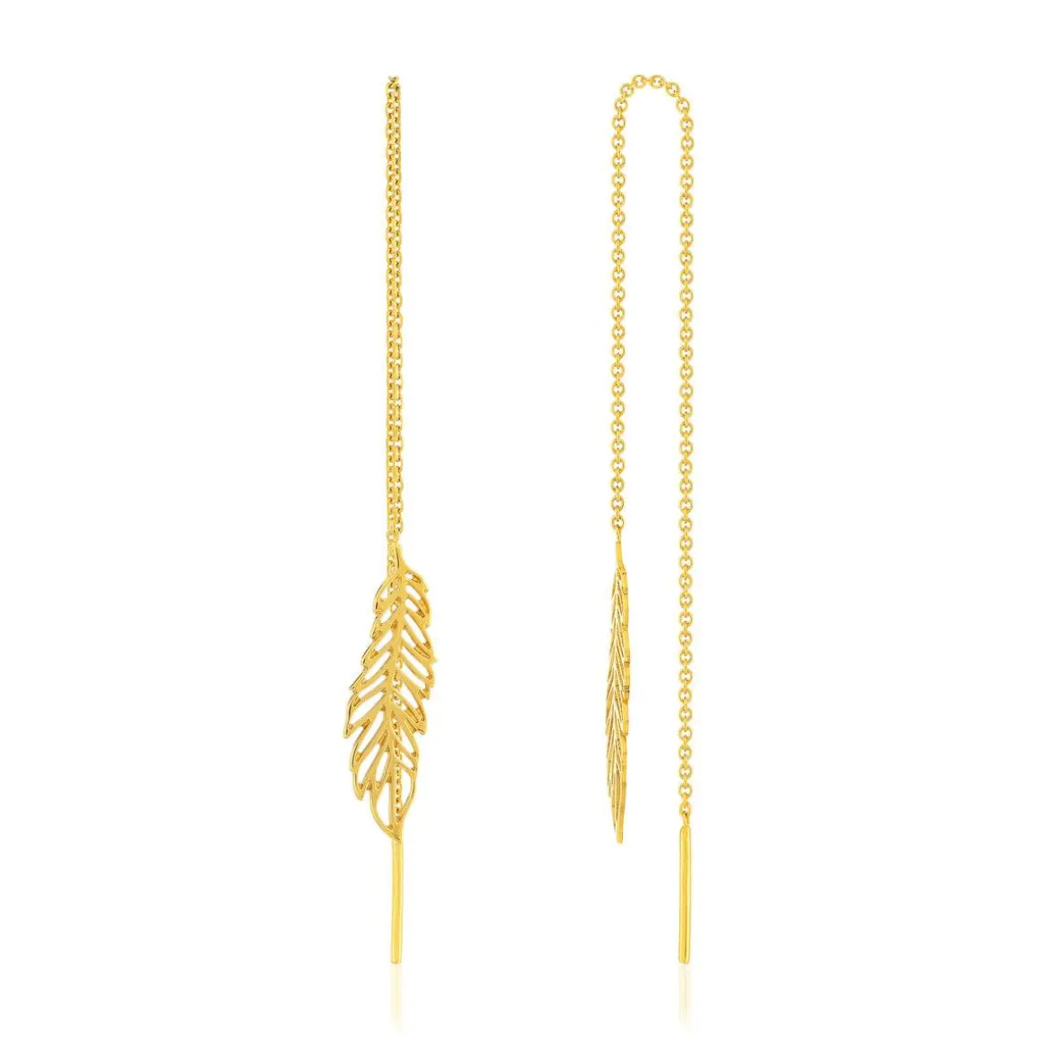 Boucles d'oreilles or 375 jaune motif feuille