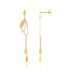 Boucles d'oreilles or jaune 375 motif feuille