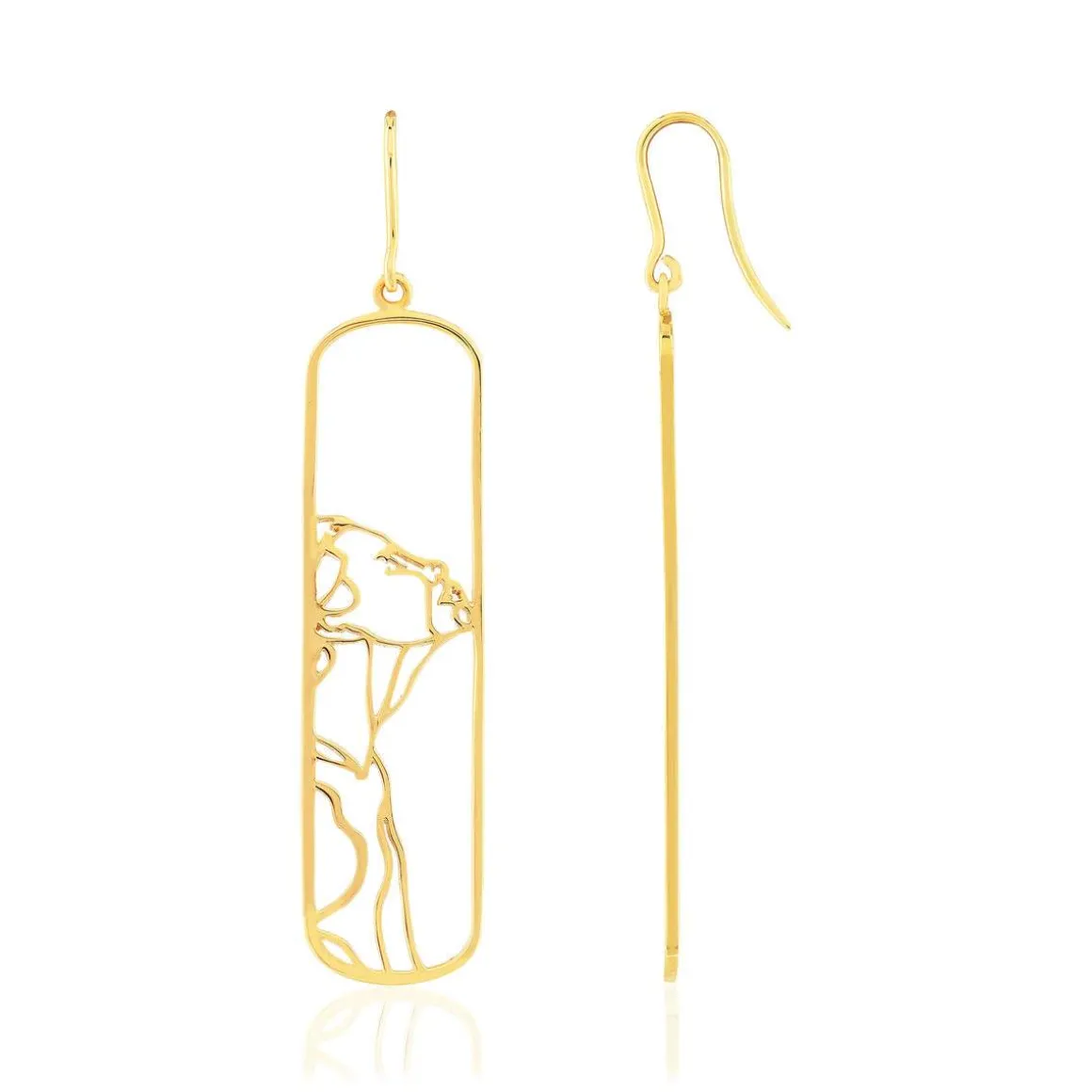 Boucles d'oreilles or jaune 375 motif silhouette