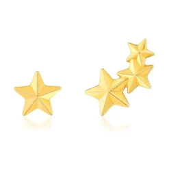 Boucles d'oreilles or 375 jaune, motif étoiles