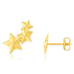 Boucles d'oreilles or 375 jaune, motif étoiles