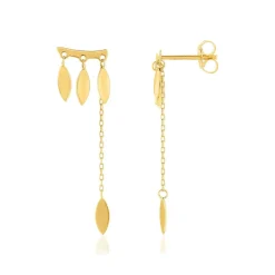 Boucles d'oreilles or jaune 375 motif feuille
