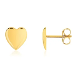 Boucles d'oreilles or 375 jaune, motif coeur