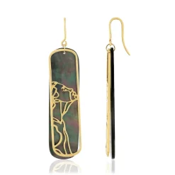 Boucles d'oreilles or jaune 375 nacres motif silhouette