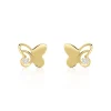 Boucles d'oreilles or 375 jaune papillons zirconias