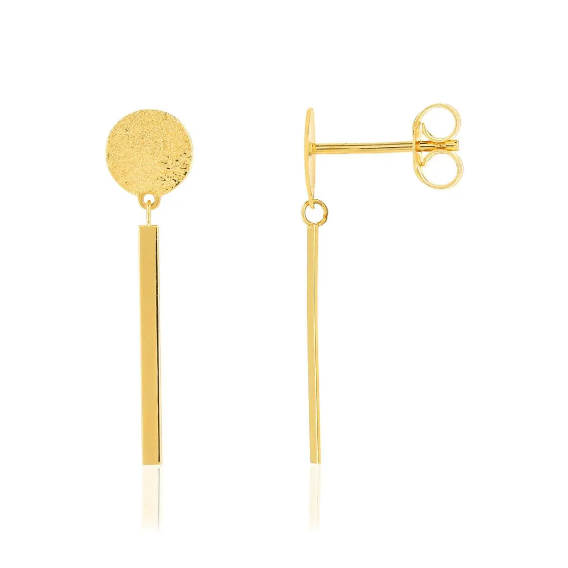 Boucles d'oreilles or jaune 750 pastilles effet satiné