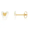 Boucles d'oreilles or jaune 375 papillons nacres