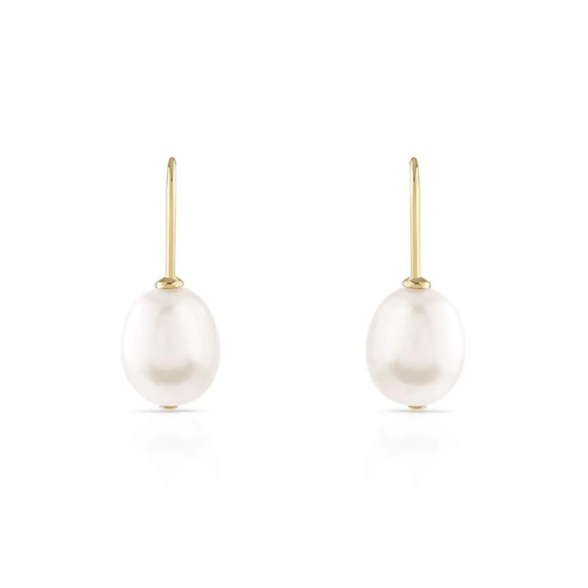 Boucles d'oreilles or 375 jaune pendants perles de culture de Chine