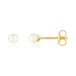 Boucles d'oreilles or jaune 375, perles de culture de Chine.