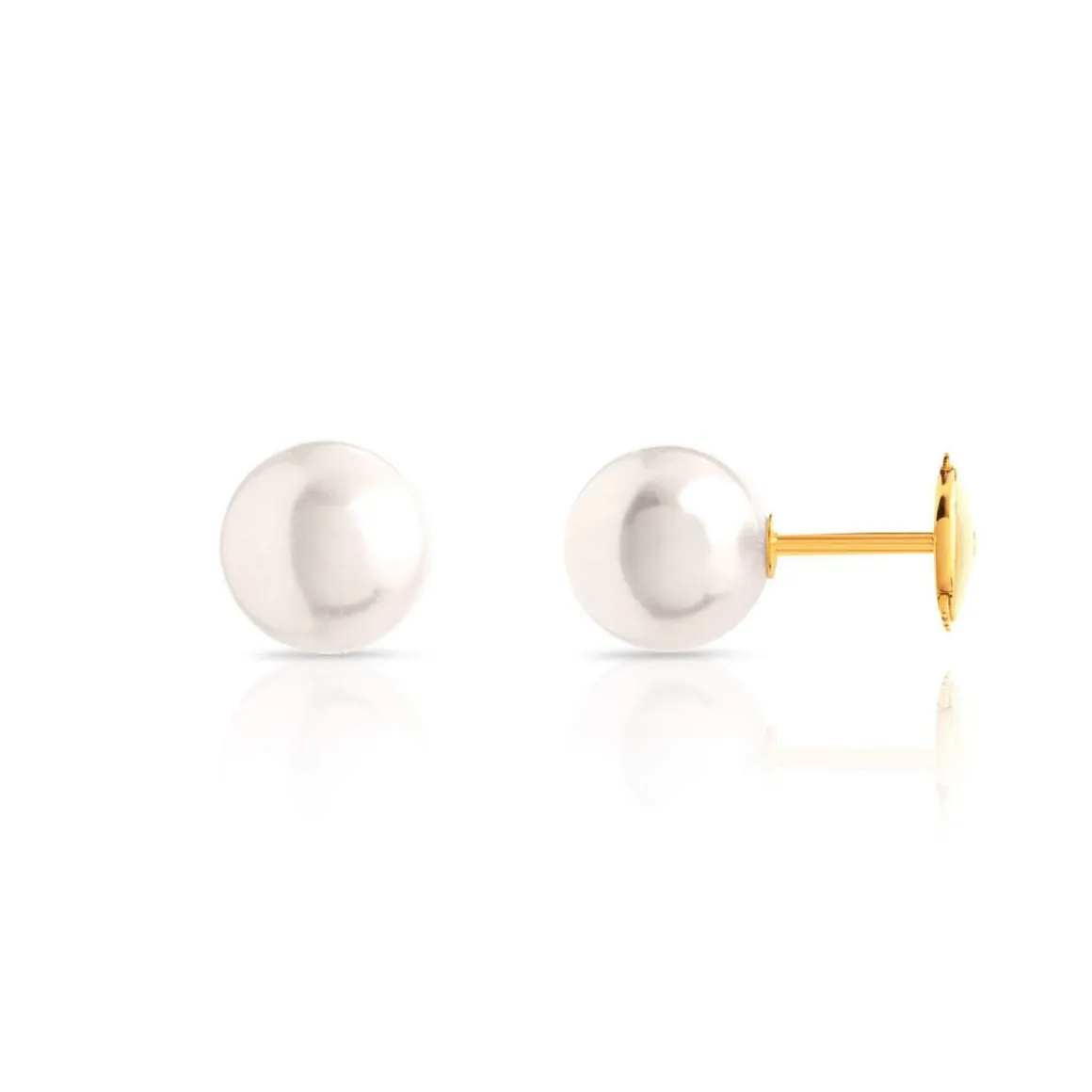 Boucles d'oreilles or 750 jaune perles de culture du Japon