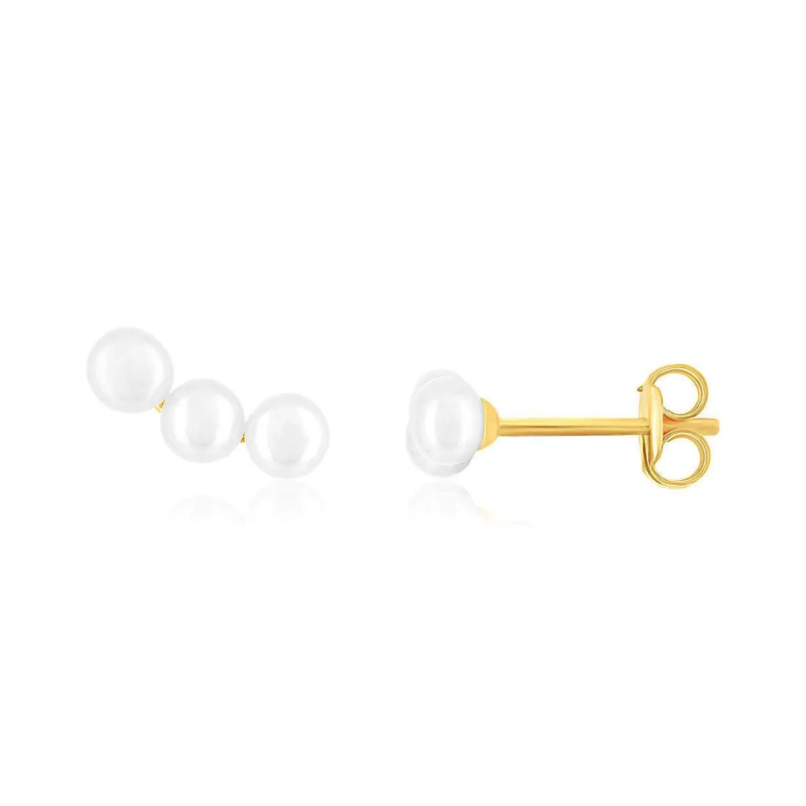 Boucles d'oreilles or 375 jaune perles de culture