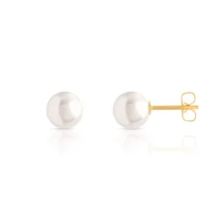 Boucles d'oreilles or 750 jaune perle de culture de Chine